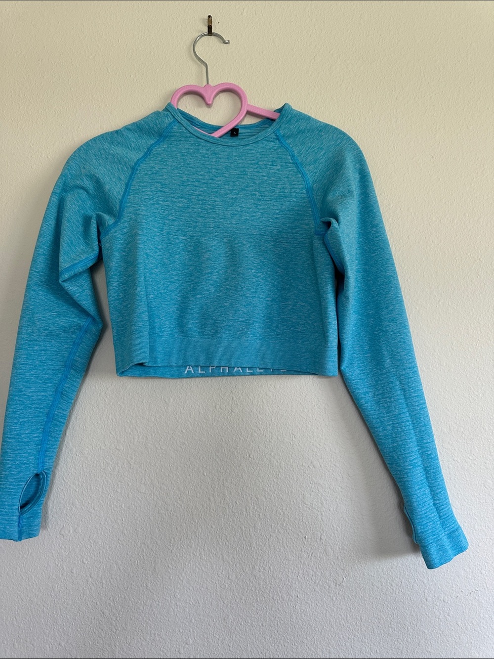 Alphalete Teal Cropped Long Sleeve Top